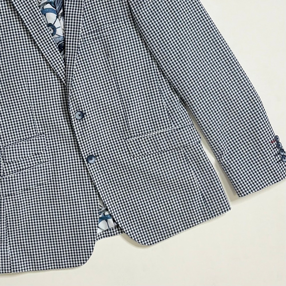 NEW! PAISLEY & GRAY Gingham Peak Two Button Blazer Blue White Nautical Lined 40R - Picture 6 of 15